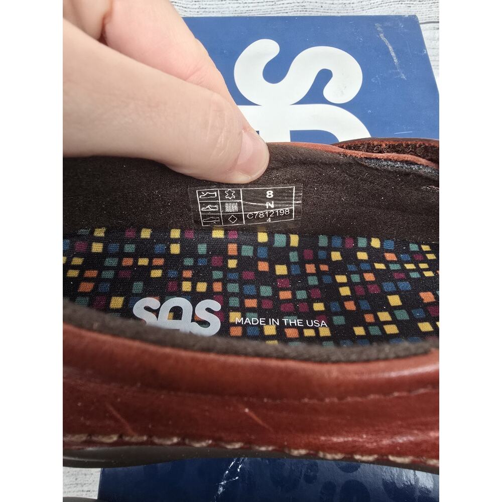 SAS Womens Size 8 N Leather Willow Slip On Loafers Walking Shoes Walnut Brown - Picture 7 of 12